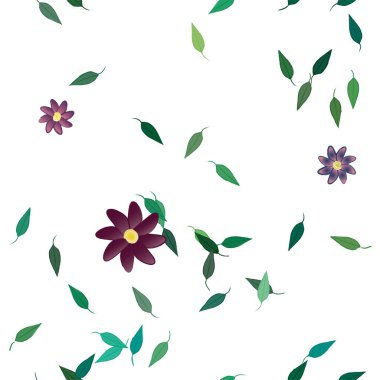 Yapraklı çiçeklerin vektör çizimi, pürüzsüz arkaplan