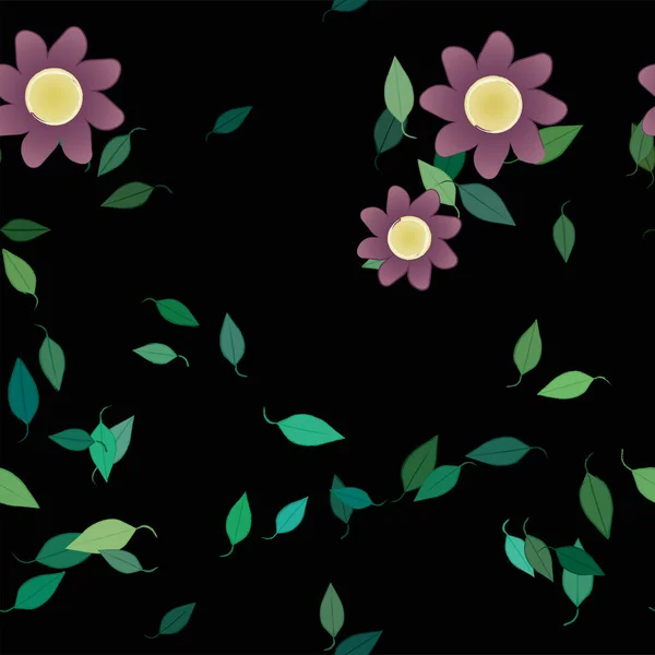 Krásné Květinové Bezešvé Pozadí Květinami Listy Vektorové Ilustrace — Stockový vektor