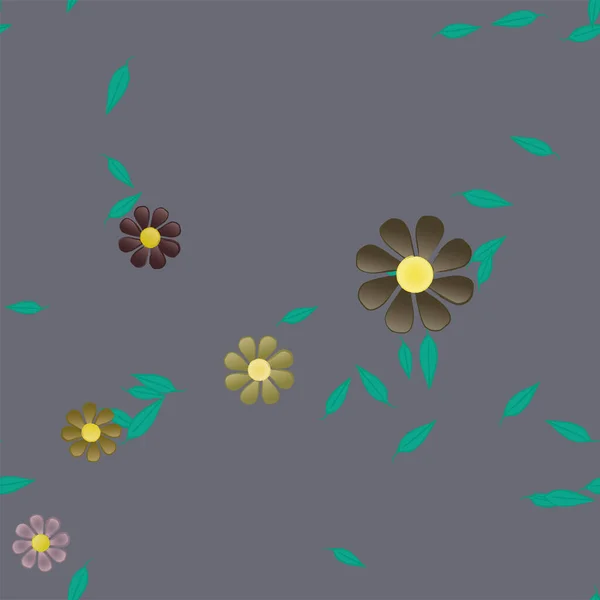 Illustration Vectorielle Fleurs Été Avec Feuilles Fond Botanique — Image vectorielle