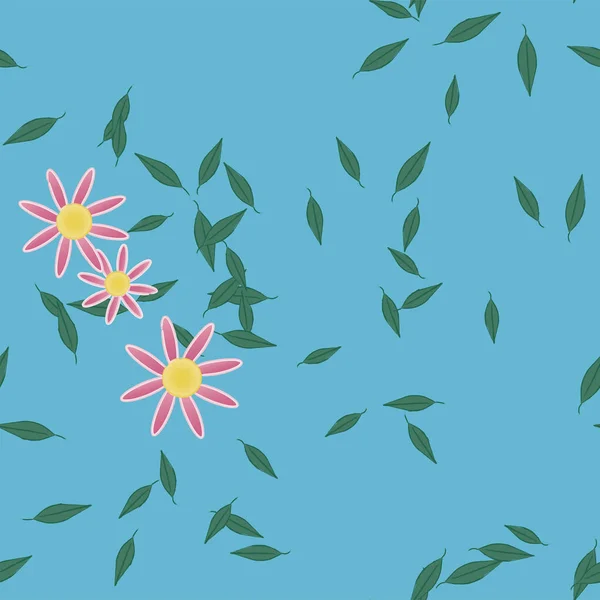 Fundo Sem Costura Floral Bonito Com Flores Folhas Ilustração Vetorial — Vetor de Stock