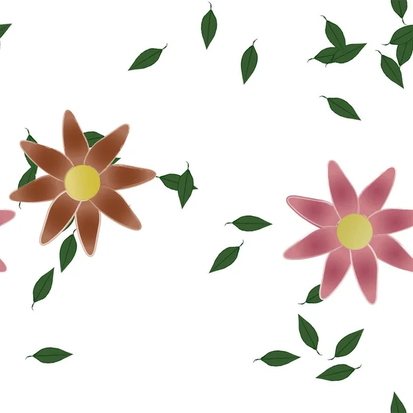 Proste Kwiaty Liśćmi Wolnym Składzie Ilustracja Wektor — Wektor stockowy
