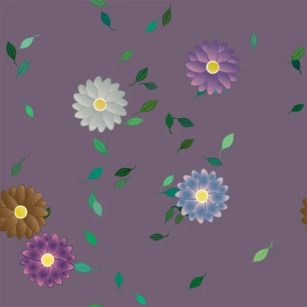 Bonito Floral Sem Costura Fundo Com Flores Vetor Ilustração —  Vetores de Stock