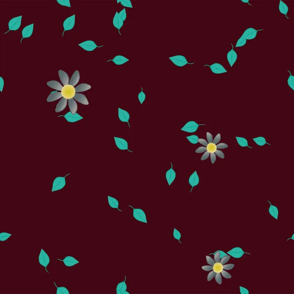 Vektor Illustration Sommaren Blommor Med Blad Botanisk Bakgrund — Stock vektor