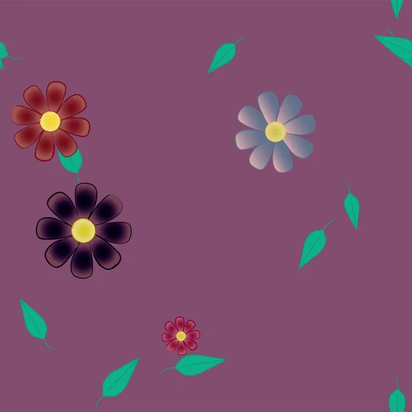 Piękne Kwiatowe Bezszwowe Tło Kwiatami Liśćmi Ilustracja Wektora — Wektor stockowy
