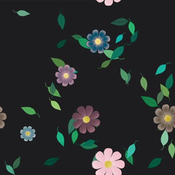 Schöne Florale Nahtlose Hintergrund Mit Blumen Und Blättern Vektorillustration — Stockvektor