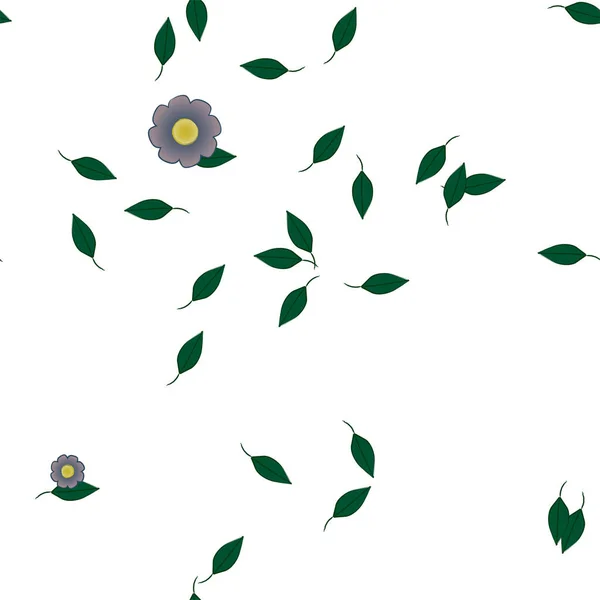 Vektor Illustration Sommaren Blommor Med Blad Botanisk Bakgrund — Stock vektor