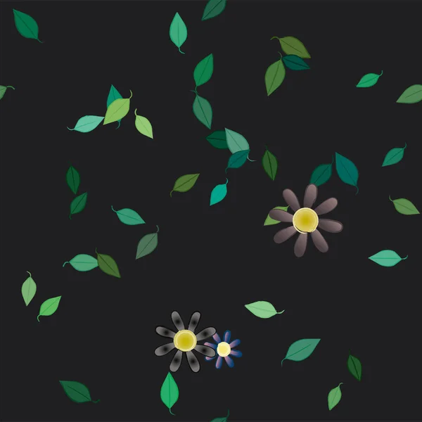 Vektorová Ilustrace Letních Květin Listy Botanické Pozadí — Stockový vektor