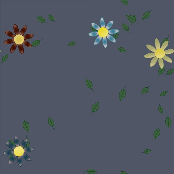 Fundo Sem Costura Floral Bonito Com Flores Folhas Ilustração Vetorial —  Vetores de Stock