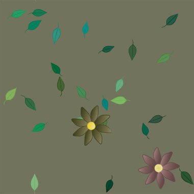Yapraklı çiçeklerin vektör çizimi, pürüzsüz arkaplan