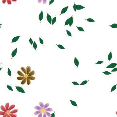 Yapraklı çiçeklerin vektör çizimi, pürüzsüz arkaplan