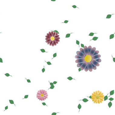 Yapraklı çiçeklerin vektör çizimi, pürüzsüz arkaplan