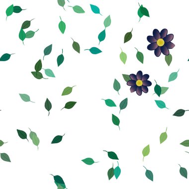 Yapraklı çiçeklerin vektör çizimi, pürüzsüz arkaplan