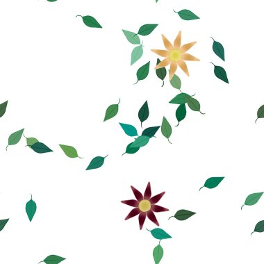 Yapraklı çiçeklerin vektör çizimi, pürüzsüz arkaplan