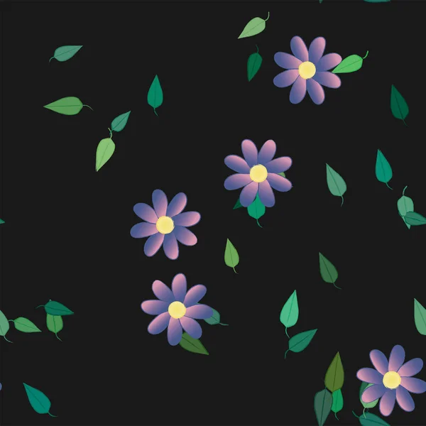 Gyönyörű Virágos Zökkenőmentes Háttér Virágok Levelek Vektor Illusztráció — Stock Vector
