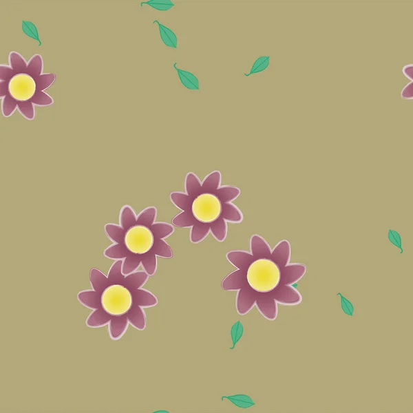 Schöne Florale Nahtlose Hintergrund Mit Blumen Und Blättern Vektorillustration — Stockvektor