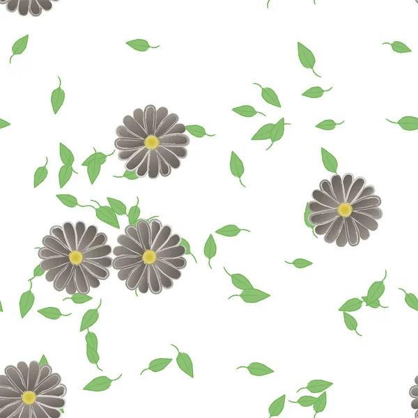 Векторная Иллюстрация Цветов Листьями Бесшовный Фон — стоковый вектор