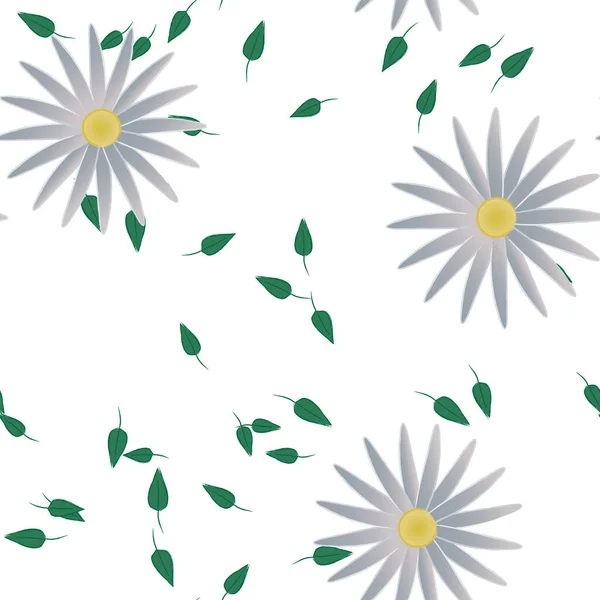 Vacker Blommig Sömlös Bakgrund Med Blommor Och Blad Vektor Illustration — Stock vektor