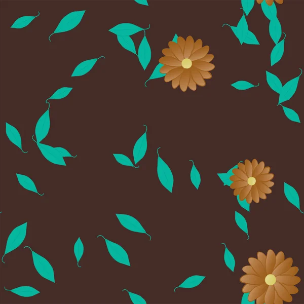 Vector Illustration Flowers Leaves Seamless Background — Stock Vector