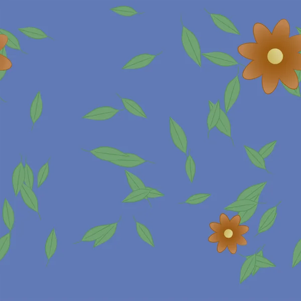 Vector Ilustración Flores Con Hojas Fondo Sin Costuras — Vector de stock