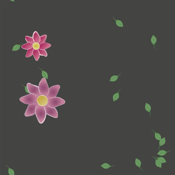 Illustration Vectorielle Fleurs Avec Feuilles Fond Sans Couture — Image vectorielle