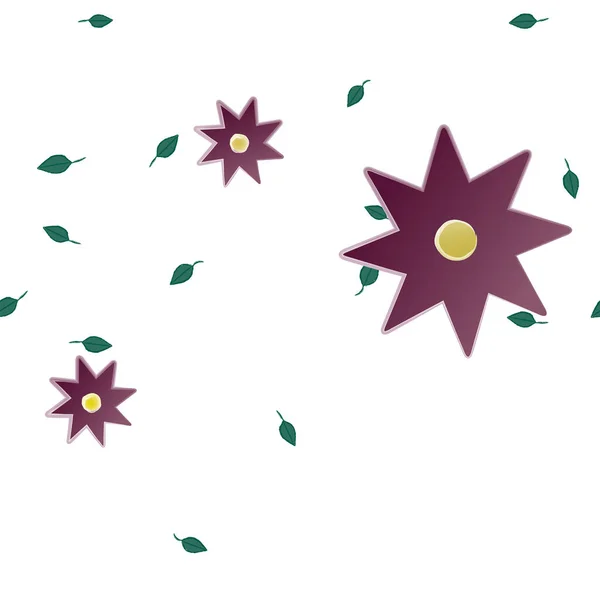 叶为自由组合的单瓣花 矢量图解 — 图库矢量图片
