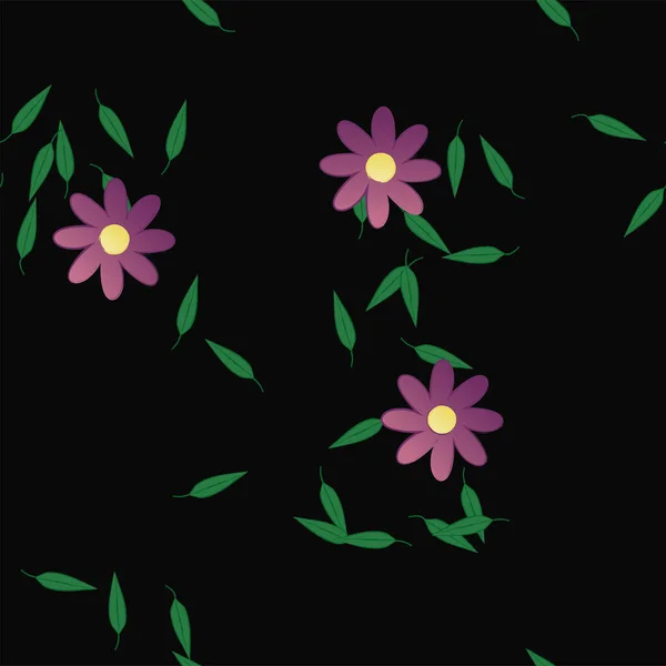 Vektori Kuva Kukkia Lehdet Saumaton Tausta — vektorikuva