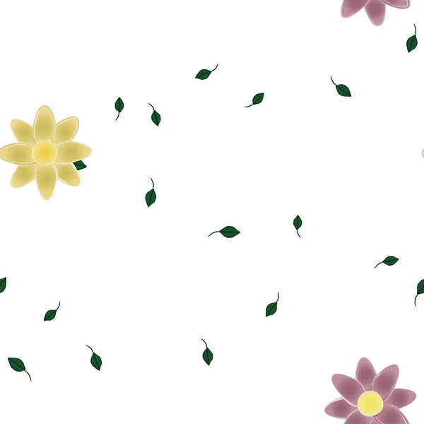 Vektorillustration Von Blumen Mit Blättern Nahtloser Hintergrund — Stockvektor
