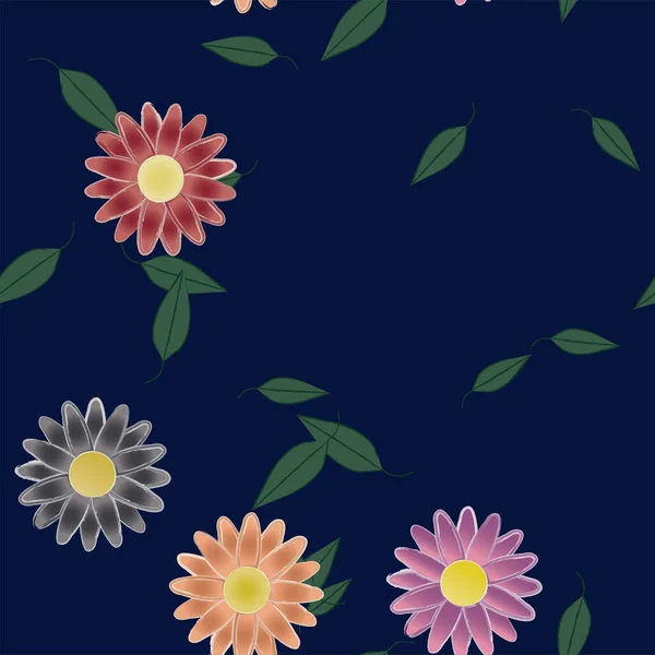 Hermoso Fondo Floral Sin Costuras Con Flores Vector Ilustración — Vector de stock