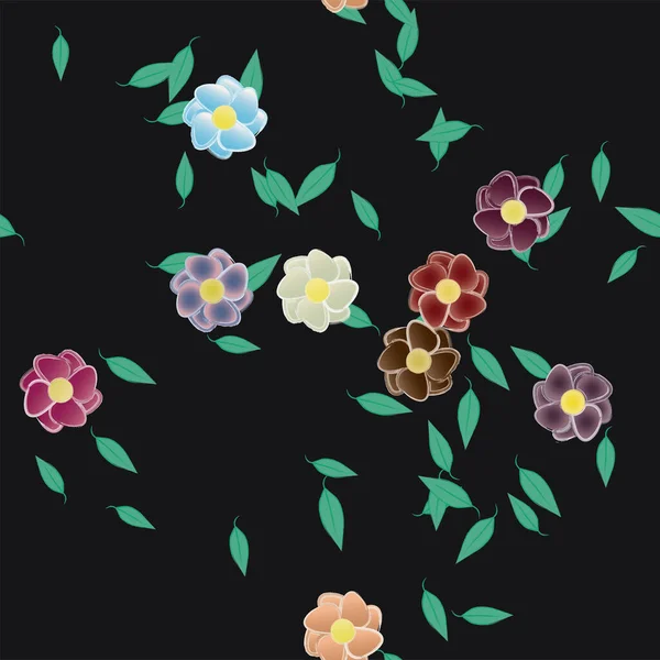 Красивый Цветочный Бесшовный Фон Векторной Иллюстрацией Цветов — стоковый вектор