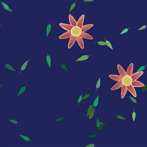 Vector Ilustración Flores Con Hojas Fondo Sin Costuras — Archivo Imágenes Vectoriales