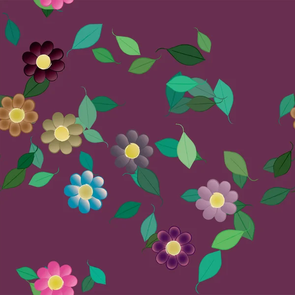 Красивый Цветочный Бесшовный Фон Цветами Листьями Векторная Иллюстрация — стоковый вектор