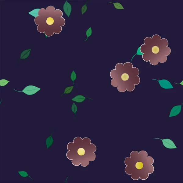 Hermoso Fondo Floral Sin Costuras Con Flores Hojas Ilustración Vectorial — Vector de stock