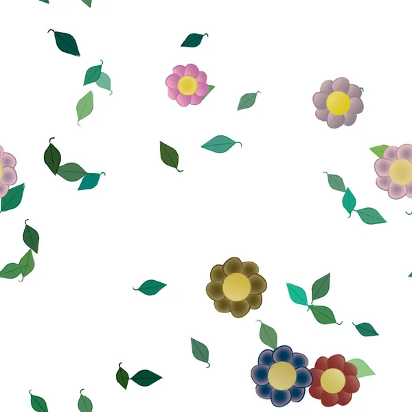 Hermoso Fondo Floral Sin Costuras Con Flores Hojas Ilustración Vectorial — Vector de stock