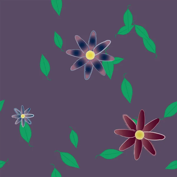 Einfache Blüten Mit Blättern Freier Zusammensetzung Vektorillustration — Stockvektor