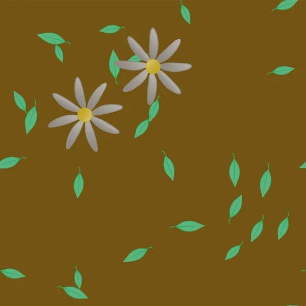 Vector Illustratie Van Bloemen Met Bladeren Naadloze Achtergrond — Stockvector