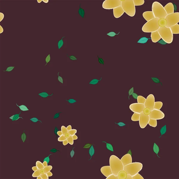 Vector Ilustración Flores Con Hojas Fondo Sin Costuras — Vector de stock