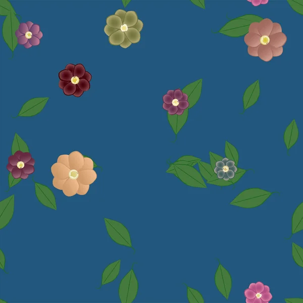 Векторна Ілюстрація Квітів Листям Безшовний Фон — стоковий вектор