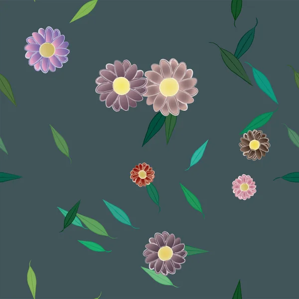 Vacker Blommig Sömlös Bakgrund Med Blommor Vektor Illustration — Stock vektor