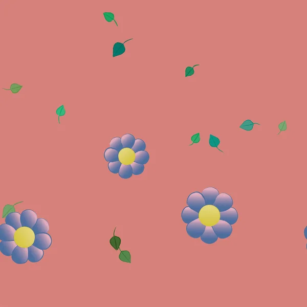 Einfache Blüten Mit Blättern Freier Zusammensetzung Vektorillustration — Stockvektor