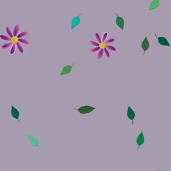 Vector Ilustración Flores Con Hojas Fondo Sin Costuras — Vector de stock