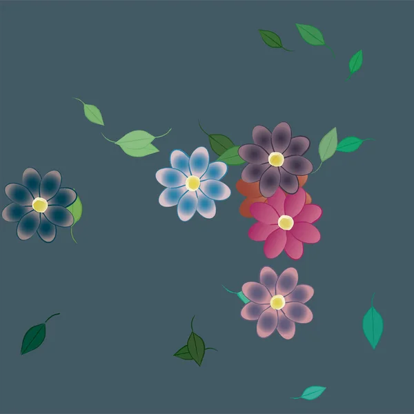 Hermoso Fondo Floral Sin Costuras Con Flores Hojas Ilustración Vectorial — Archivo Imágenes Vectoriales