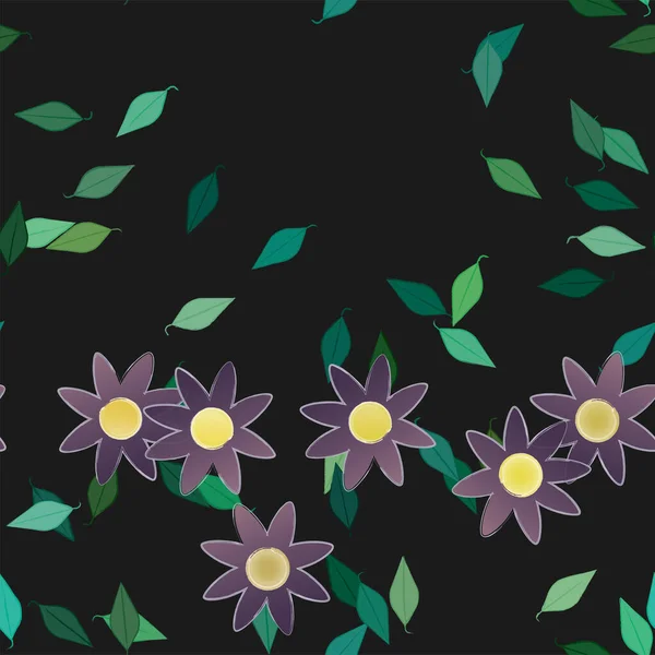 Vektorillustration Von Blumen Mit Blättern Nahtloser Hintergrund Vektorgrafiken