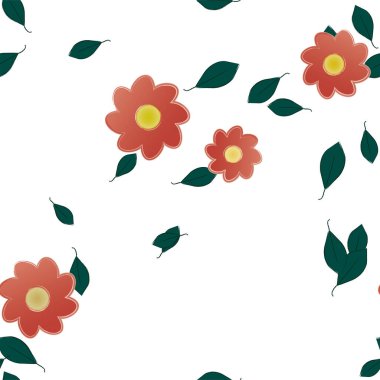 Yapraklı çiçeklerin vektör çizimi, pürüzsüz arkaplan