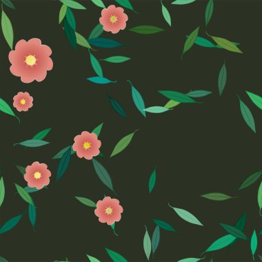 Yapraklı çiçeklerin vektör çizimi, pürüzsüz arkaplan