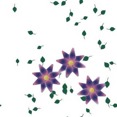 Yapraklı yaz çiçeklerinin vektör çizimi, botanik arka plan