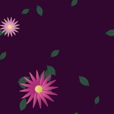 Yapraklı çiçeklerin vektör çizimi, pürüzsüz arkaplan