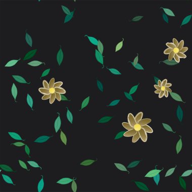 Yapraklı çiçeklerin vektör çizimi, pürüzsüz arkaplan