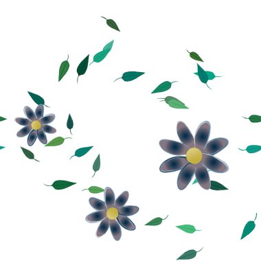 Boş kompozisyonda yaprakları olan basit çiçekler, vektör illüstrasyonu