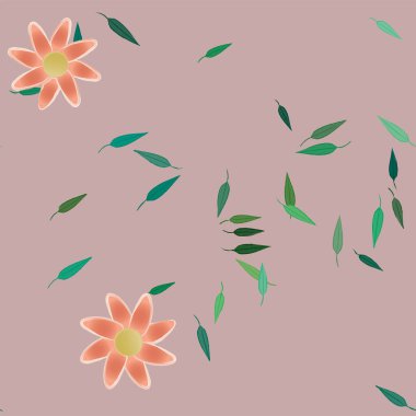 Yapraklı çiçeklerin vektör çizimi, pürüzsüz arkaplan