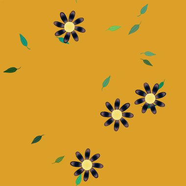 Yapraklı çiçeklerin vektör çizimi, pürüzsüz arkaplan